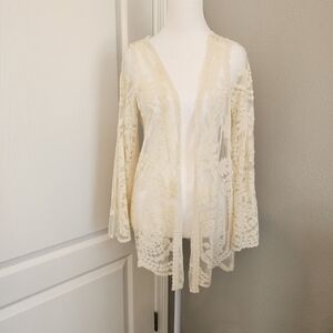 Cozy Casual Cream Lace Cardigan